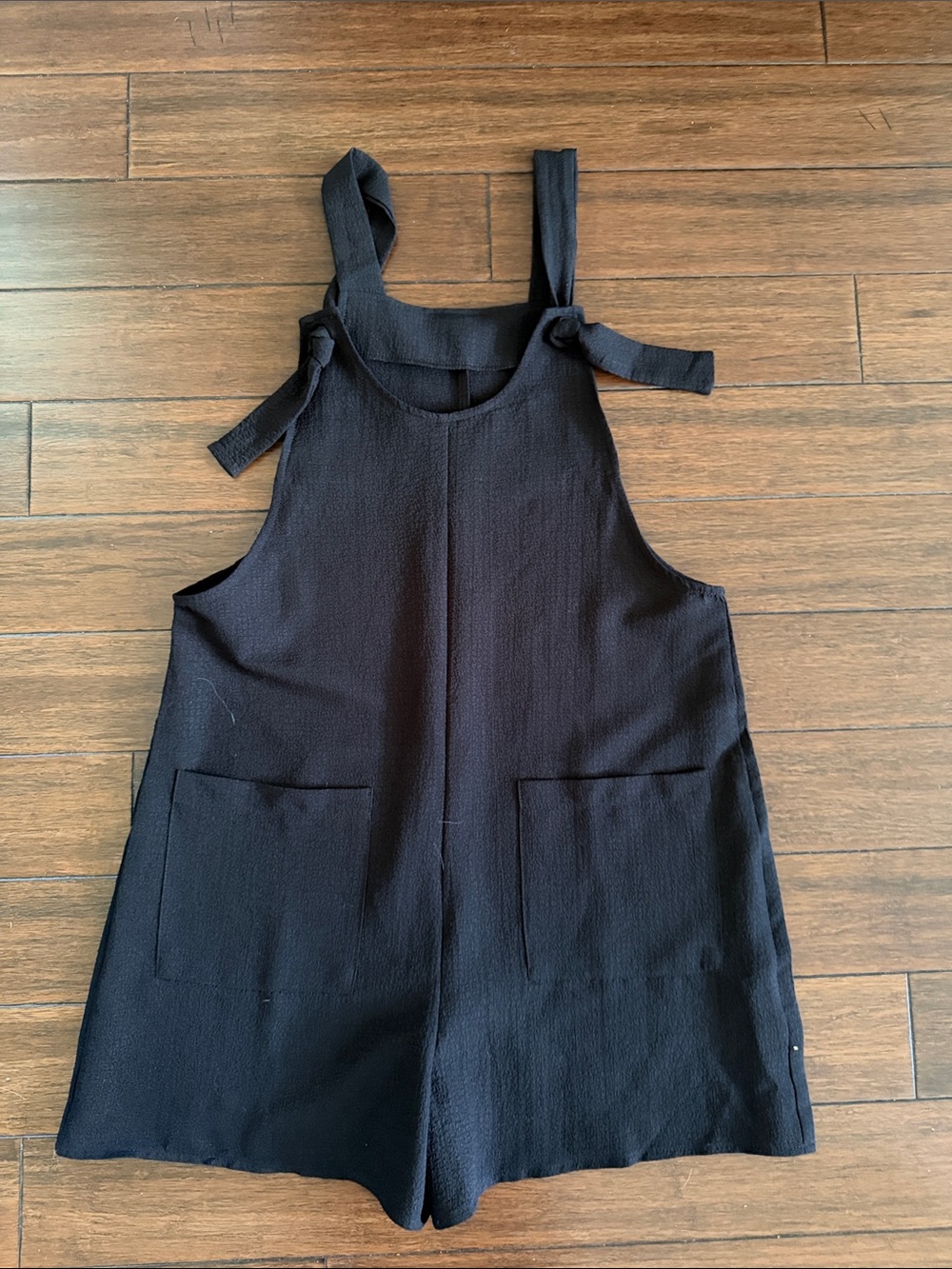 Black Tie-Shoulder Romper Jumpsuit